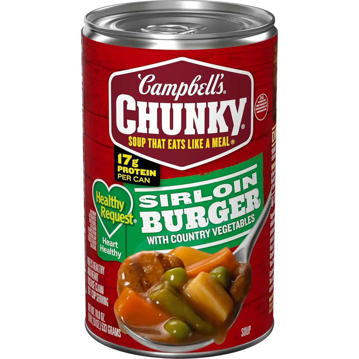Campbell's Chunky Healthy Request Sirloin Burger With Country Vegetables Beef Soup, 18.8 oz Can