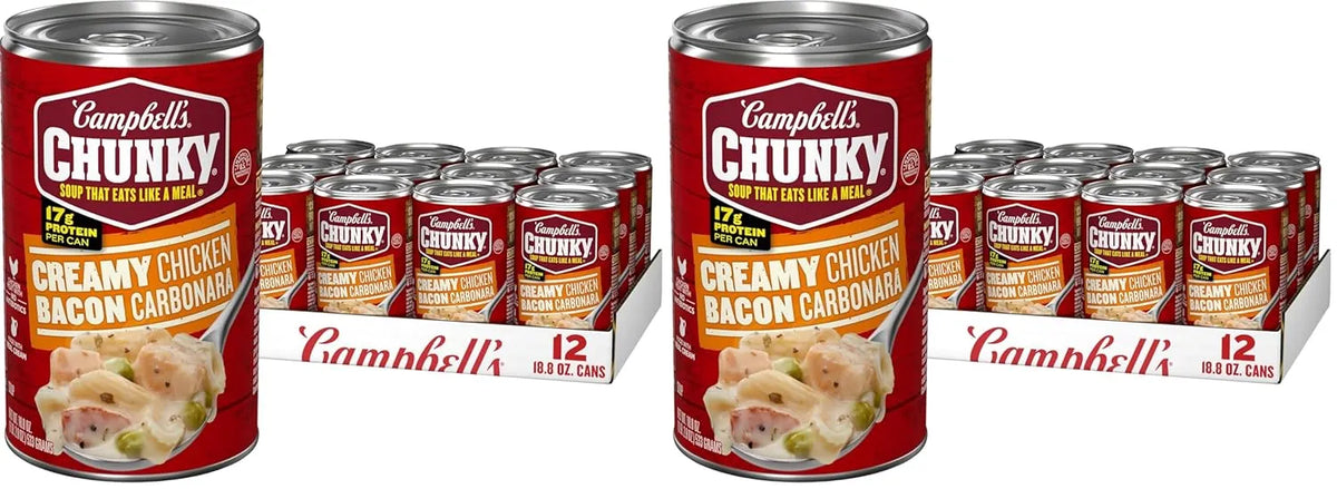 Campbell’s Chunky Soup, Creamy Chicken Bacon Carbonara Soup, 18.8 oz Can (Case of 12) (Pack of 2)