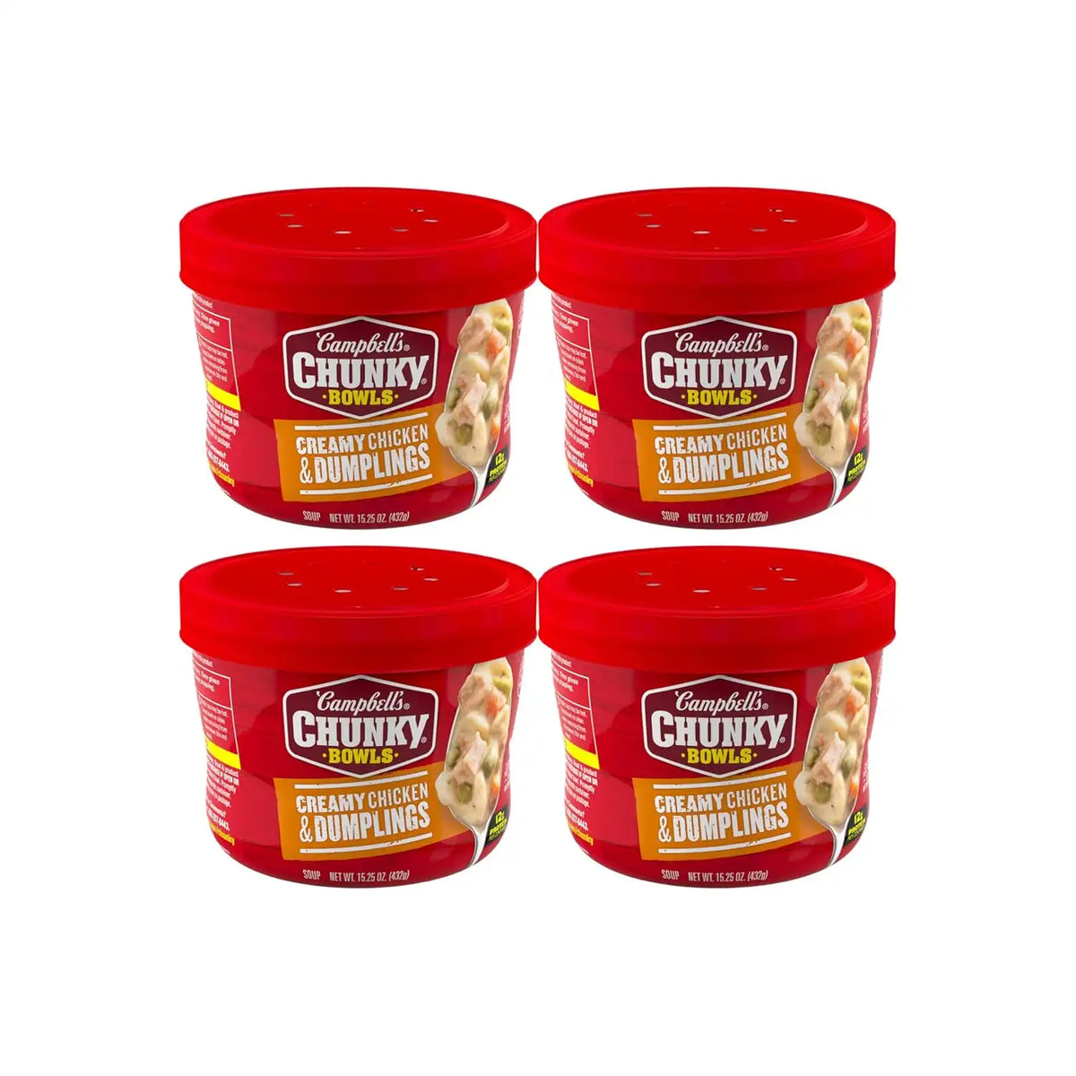 Campbell’s Chunky Creamy Chicken and Dumplings Soup, 15.25 oz Bowl (Pack of 4)