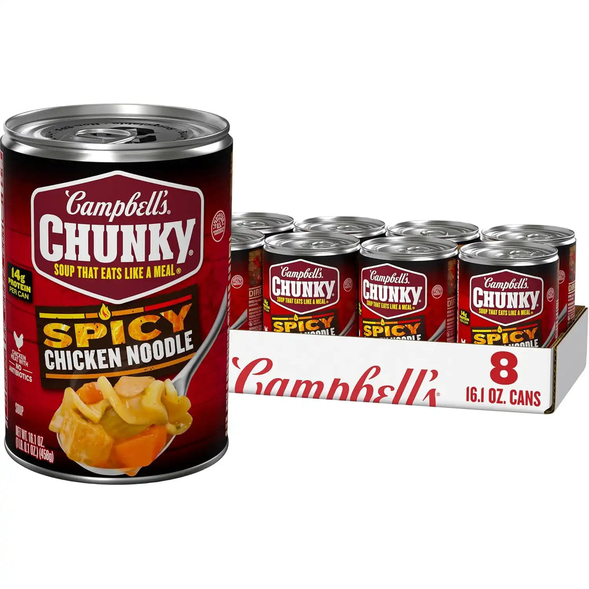 Campbell's Chunky Soup, Spicy Chicken Noodle Soup, 16.1 Oz Can (Case of 8)