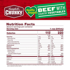 Campbell’s Chunky Healthy Request Soup, Beef Soup with Country Vegetables, 18.8 Oz Can