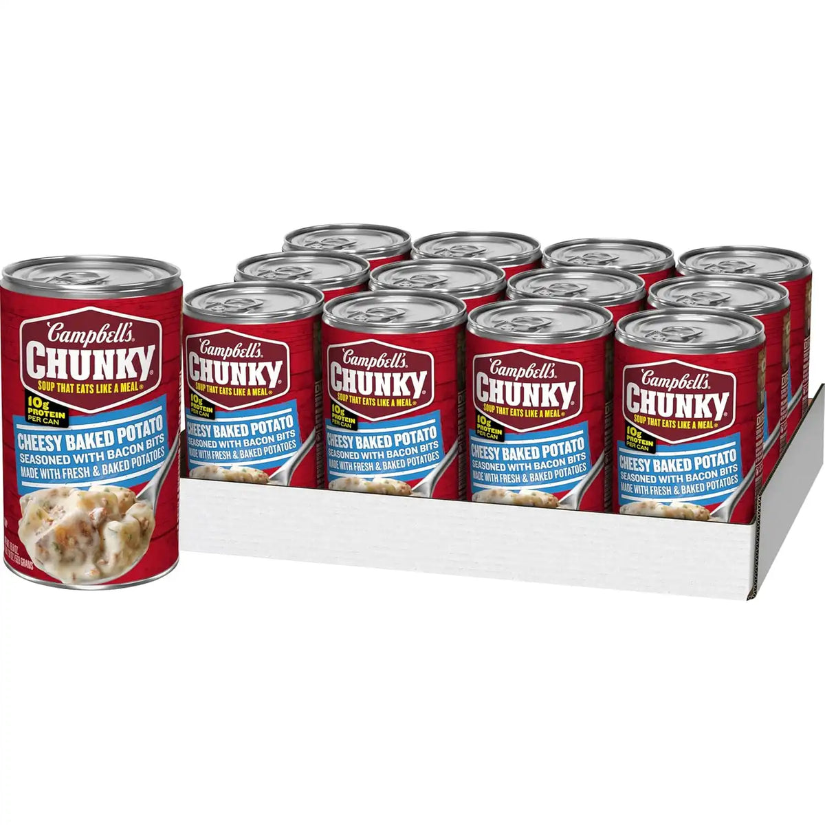 Campbell's Chunky Soup, Baked Potato with Cheddar and Bacon Bits Soup, 18.8 Oz Can (Case of 12)