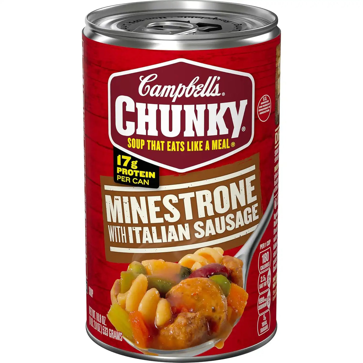 Campbell’s Chunky Soup, Minestrone with Italian Sausage Soup, 18.8 Oz Can