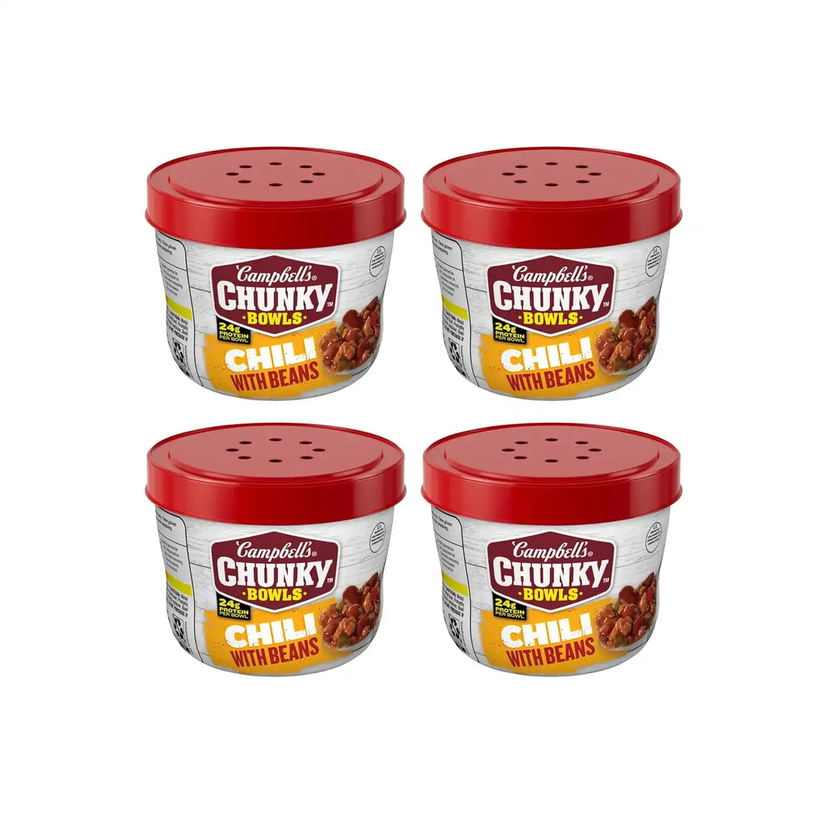 Campbell's Chunky Chili with Beans, 15.25 oz. Microwavable Bowl, (Pack of 4)
