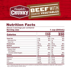 Campbell’s Chunky Soup, Beef Soup with Country Vegetables, 18.8 Oz Can (12 Count )