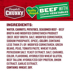 Campbell’s Chunky Healthy Request Soup, Beef Soup with Country Vegetables, 18.8 Oz Can (Case of 12)