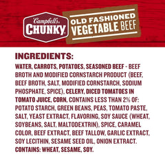 Campbell’s Chunky Soup, Old Fashioned Vegetable Beef Soup, 18.8 Oz Can