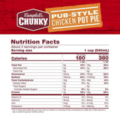 Campbell’s Chunky Soup, Pub-Style Chicken Pot Pie Soup, 18.8 oz Can (Pack of 12)