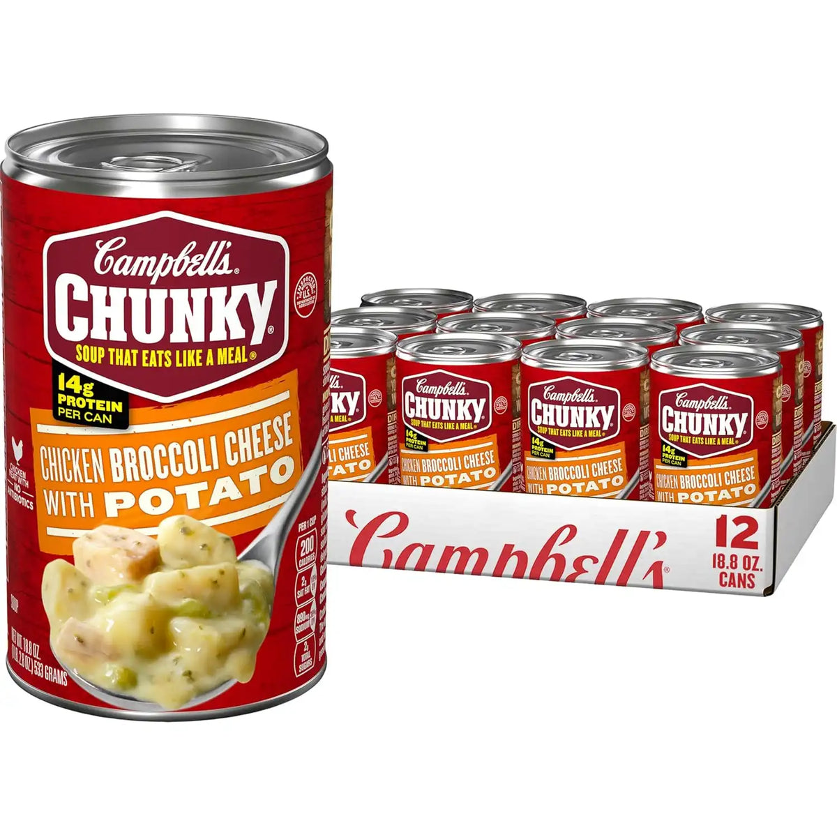 Campbell's Chunky Soup, Chicken Broccoli Cheese Soup, 18.8 Oz Can (Case of 12)