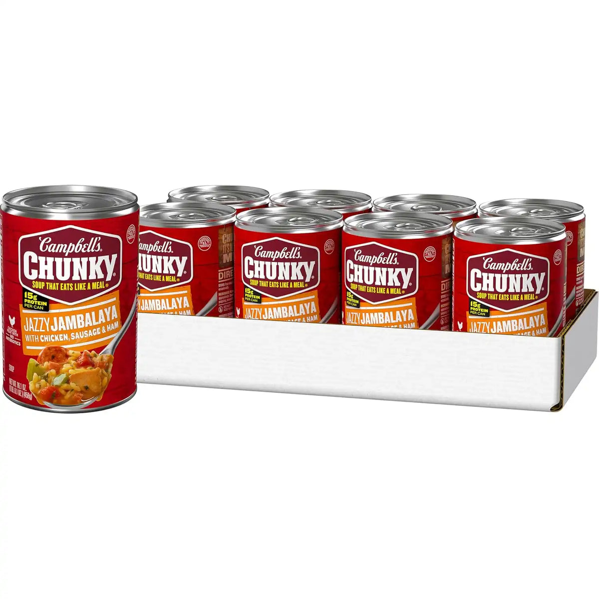 Campbell’s Chunky Soup, Jazzy Jambalaya with Chicken, Sausage and Ham Soup, 16.1 oz Can (Pack of 8)