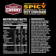 Campbell’s Chunky Soup, Spicy Nashville-Style Hot Chicken Soup, 18.8 oz Can (12 Pack)