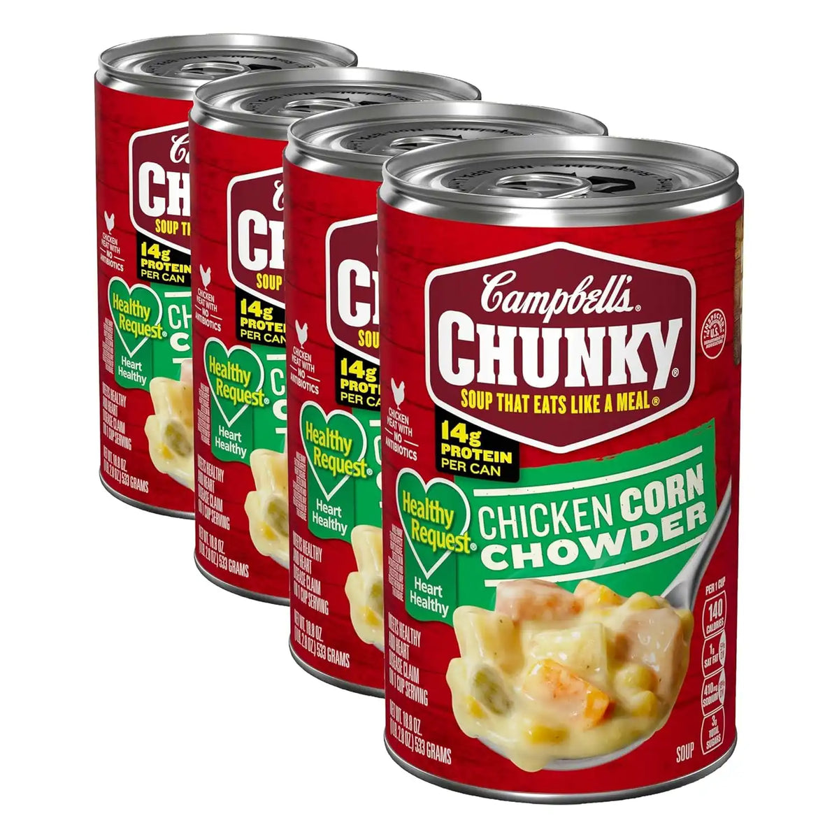 Campbell's Chunky Soup, Healthy Request Chicken Corn Chowder Soup, 18.8 Oz Can (Pack of 4)
