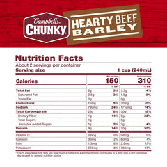 Campbell’s Chunky Soup, Hearty Beef and Barley Soup, 18.8 Oz Can (Case of 12)