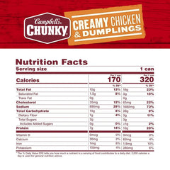 Campbell's Chunky Soup, Creamy Chicken and Dumplings Soup, 16.3 Oz Can (Case of 8)