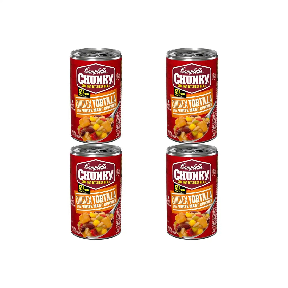 Campbell's Chunky Soup, Chicken Tortilla Soup with Grilled White Meat Chicken, 18.6 Oz Can (Pack of 4)