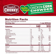 Campbell’s Chunky Soup, Healthy Request Chicken Corn Chowder Soup, 18.8 Oz Can (Case of 12)