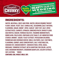 Campbell’s Chunky Healthy Request Soup, Hearty Italian Wedding Soup with Meatballs and Spinach, 18.6 oz Can