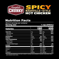 Campbell’s Chunky Soup, Spicy Nashville-Style Hot Chicken Soup, 18.8 oz Can (Pack of 4)