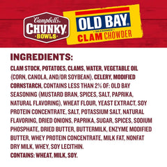 Campbell’s Chunky Soup, OLD BAY Seasoned Clam Chowder, 15.25 oz Microwavable Bowl