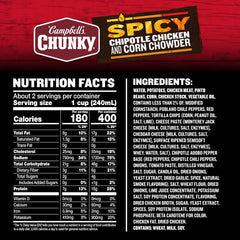 Campbell’s Chunky Soup, Chipotle Chicken Corn Chowder Soup, 18.8 oz Can (Pack of 12)