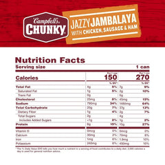 Campbell’s Chunky Soup, Jazzy Jambalaya with Chicken, Sausage and Ham Soup, 16.1 oz Can (Pack of 5)