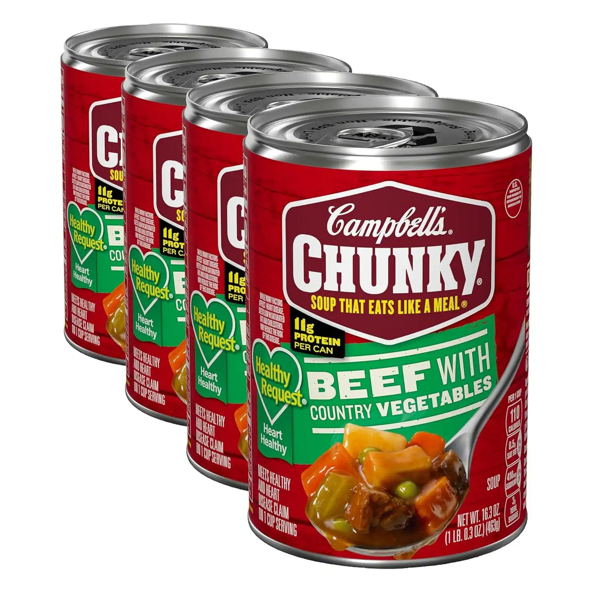Campbell’s Chunky Healthy Request Soup, Beef Soup with Country Vegetables, 16.3 Oz Can (Pack of 4)