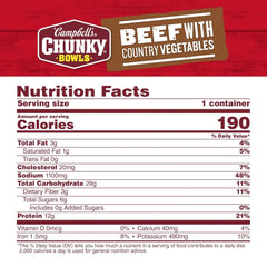 Campbell’s Chunky Soup, Beef Soup with Country Vegetables, 15.25 oz Microwavable Bowl (Case of 8)