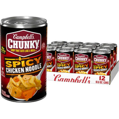 Campbell's Chunky Soup, Spicy Chicken Noodle Soup, 18.6 oz Can (Case of 12)