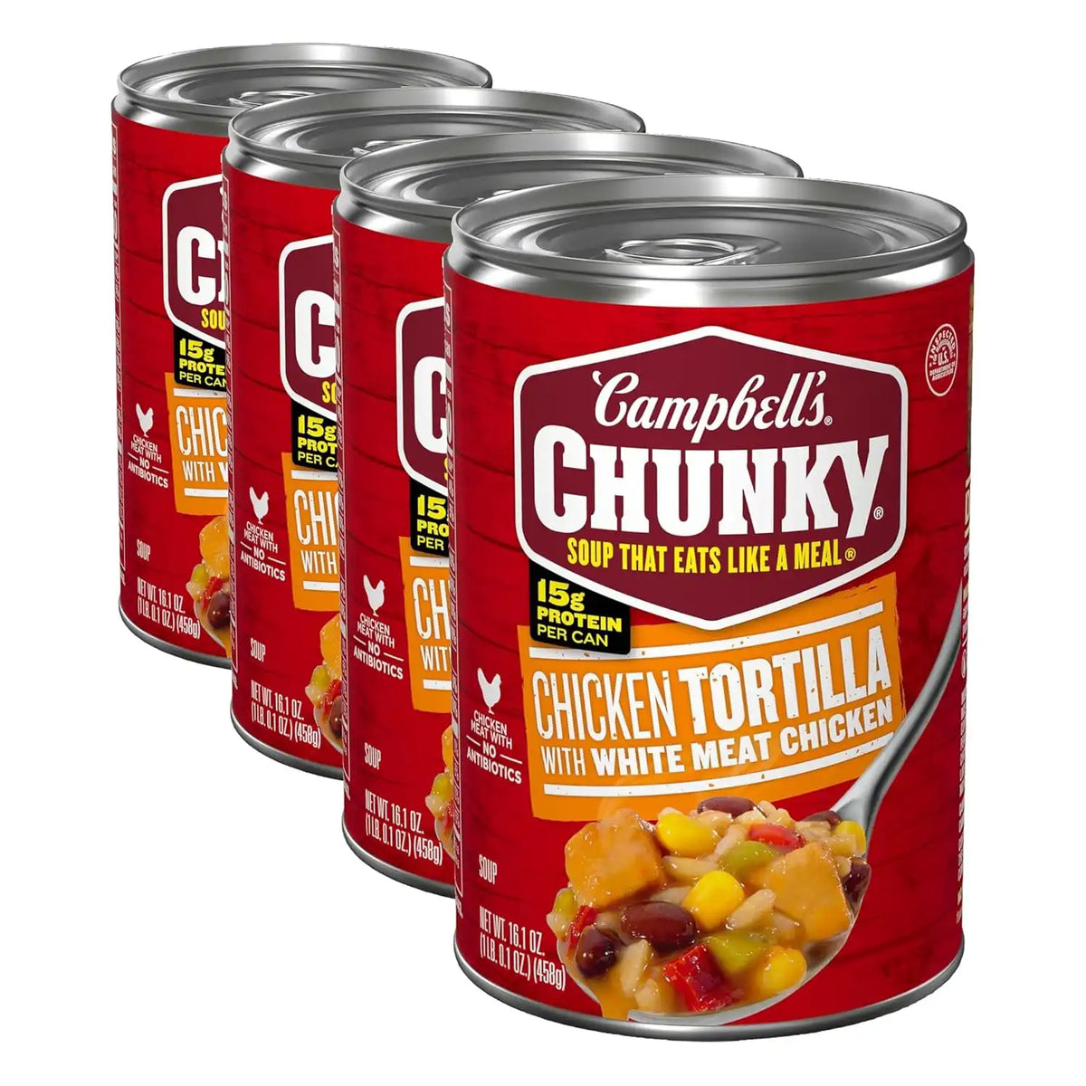 Campbell’s Chunky Soup, Chicken Tortilla With White Meat Chicken, 16.1 oz Can (Pack of 4)