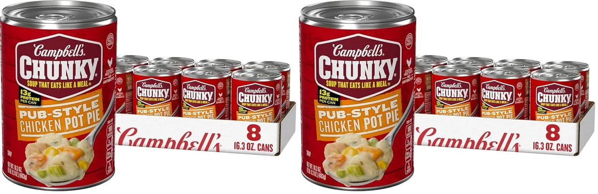 Campbell’s Chunky Soup, Pub-Style Chicken Pot Pie Soup, 16.3 Oz Can (Case of 8) (Pack of 2)