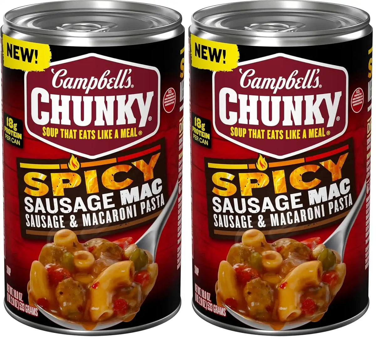 Campbell’s Chunky Spicy Sausage Mac Soup, 18.8 oz Can (Pack of 2)