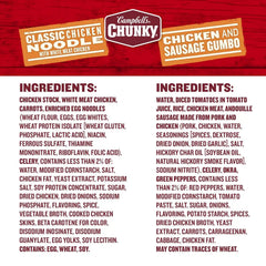 Campbell's Chunky Soup, Classic Chicken Noodle Soup and Chicken and Sausage Gumbo Variety, 18.8 and 18.6 Oz Cans (Case of 6)