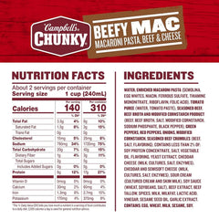 Campbell’s Chunky Beefy Mac Soup, 18.8 oz Can (12 Pack)
